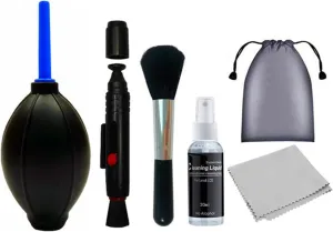 Camera Cleaning Kit 5 in1,Digital Camera Lens,Phone,Keyboard,Computer Universal Cleaning Kit -Cleaning Solution, Brush, Cloth,Rubber Air Blower Pump Dust Cleaner,Screen Cleaner,Lens Pen