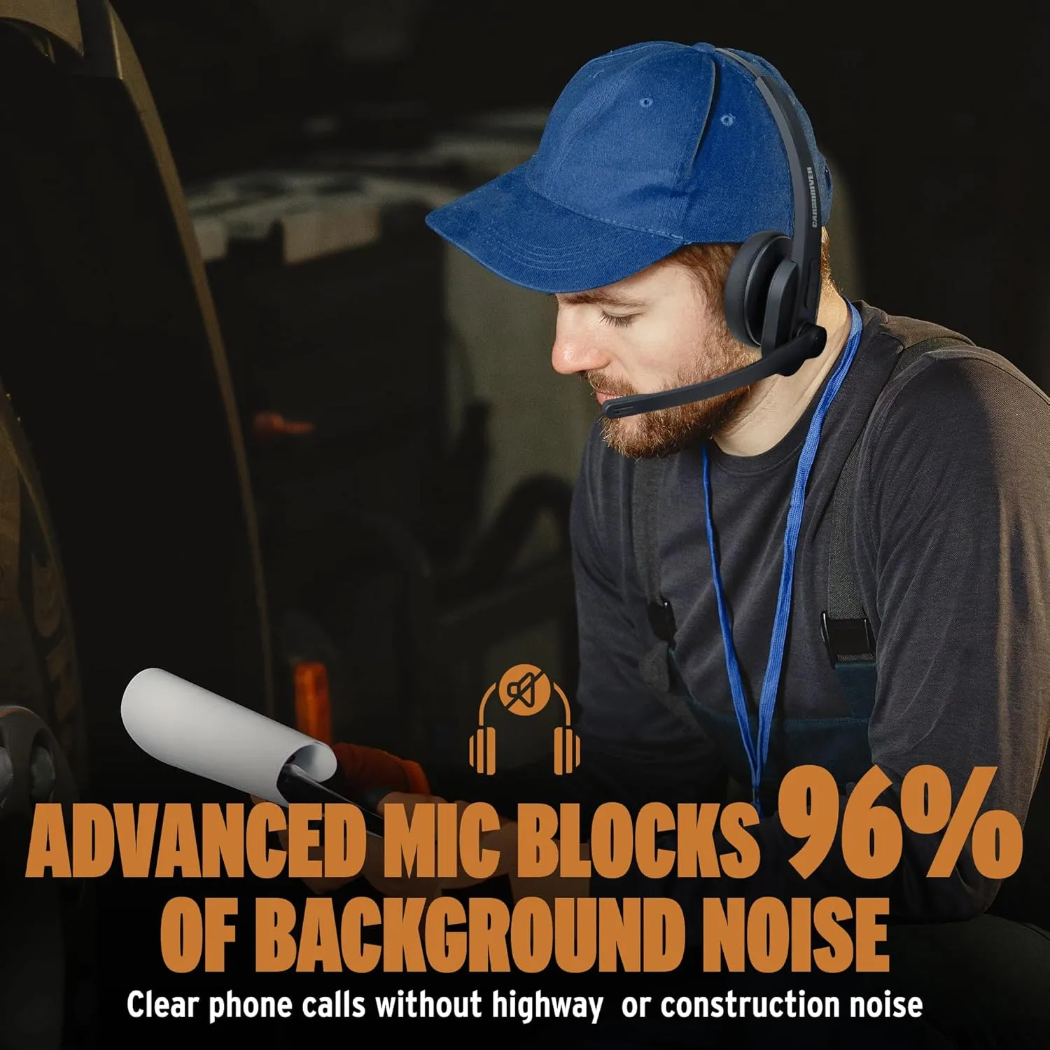 Car and Driver Trucker Bluetooth Headset, Wireless Headset Noise Canceling Headphones with Microphone, Home Office, Zoom, Call Center, Clear Highway| Siri, Alexa, Google Compatible (BT3500)