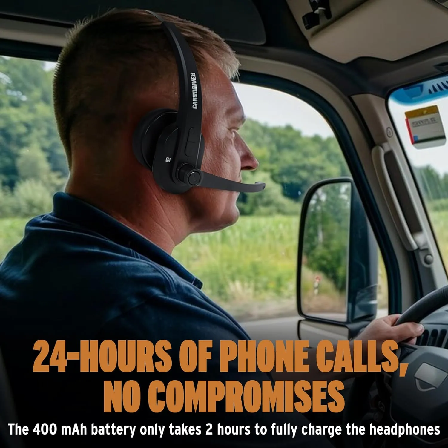 Car and Driver Trucker Bluetooth Headset, Wireless Headset Noise Canceling Headphones with Microphone, Home Office, Zoom, Call Center, Clear Highway| Siri, Alexa, Google Compatible (BT3500)