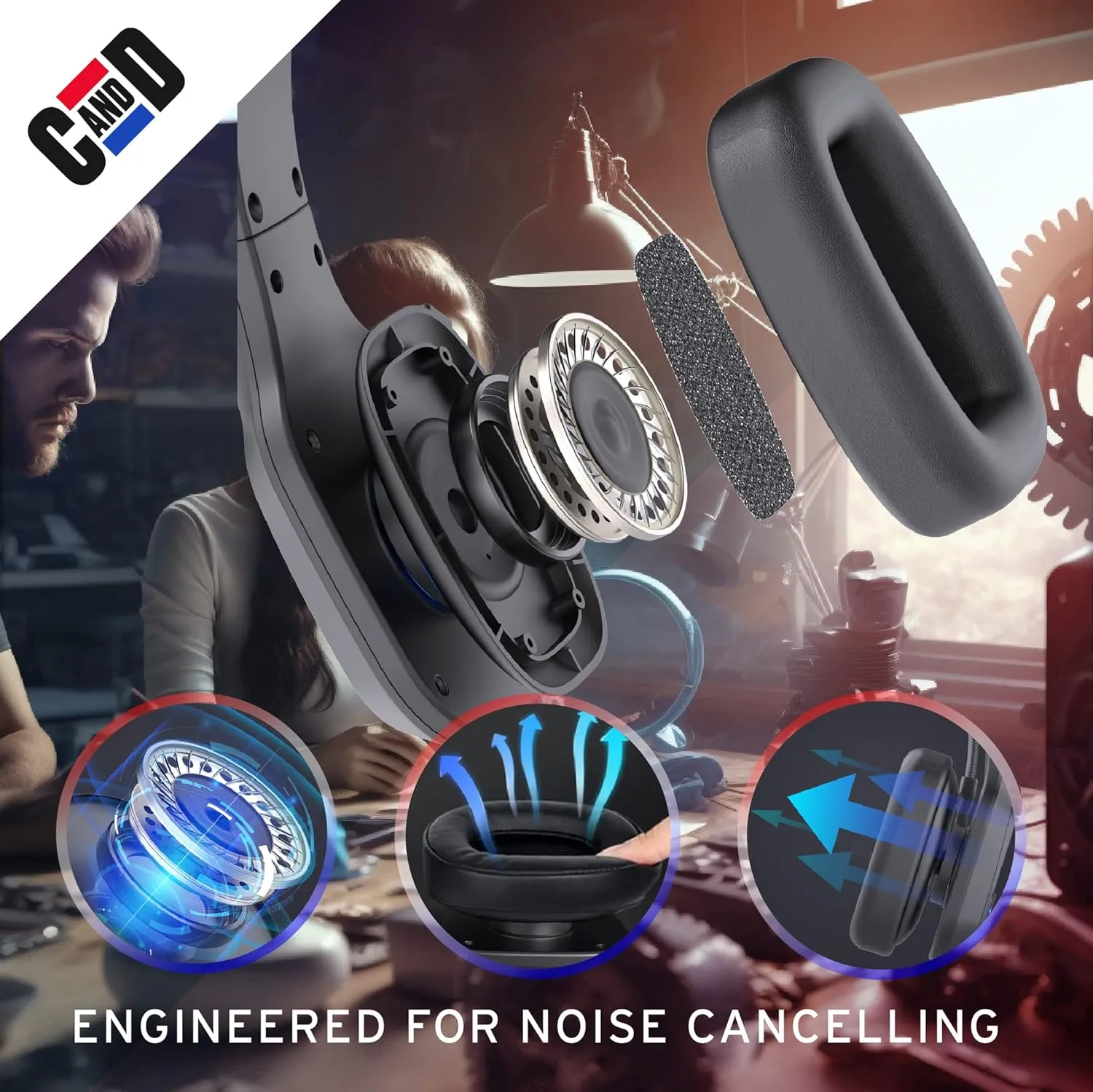 Car and Driver Trucker Bluetooth Headset, Wireless Headset Noise Canceling Headphones with Microphone, Home Office, Zoom, Call Center, Clear Highway, Siri Alexa Google Compatible (BT5500)