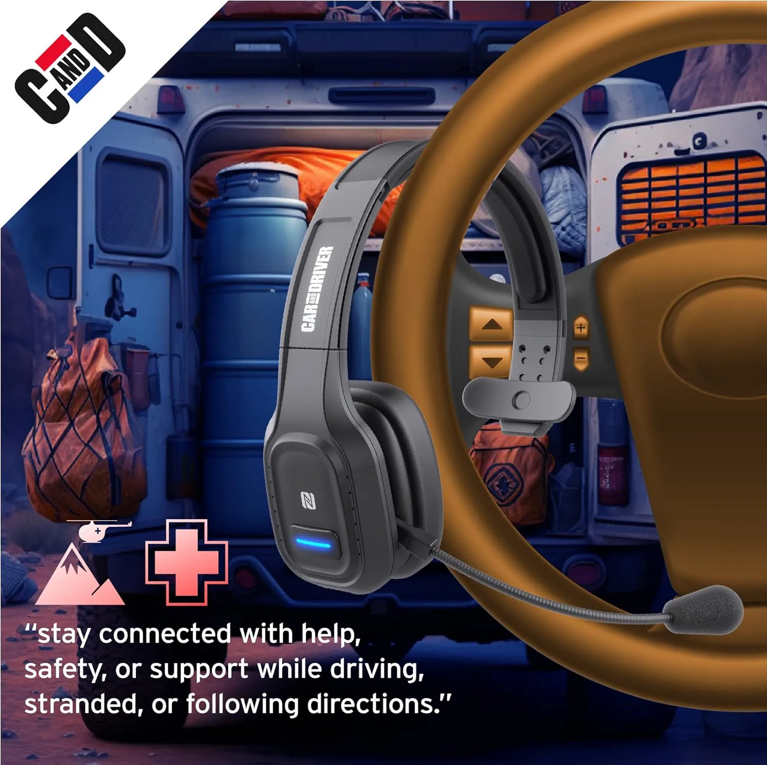 Car and Driver Trucker Bluetooth Headset, Wireless Headset Noise Canceling Headphones with Microphone, Home Office, Zoom, Call Center, Clear Highway, Siri Alexa Google Compatible (BT5500)