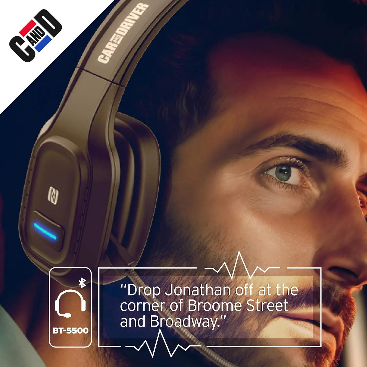 Car and Driver Trucker Bluetooth Headset, Wireless Headset Noise Canceling Headphones with Microphone, Home Office, Zoom, Call Center, Clear Highway, Siri Alexa Google Compatible (BT5500)
