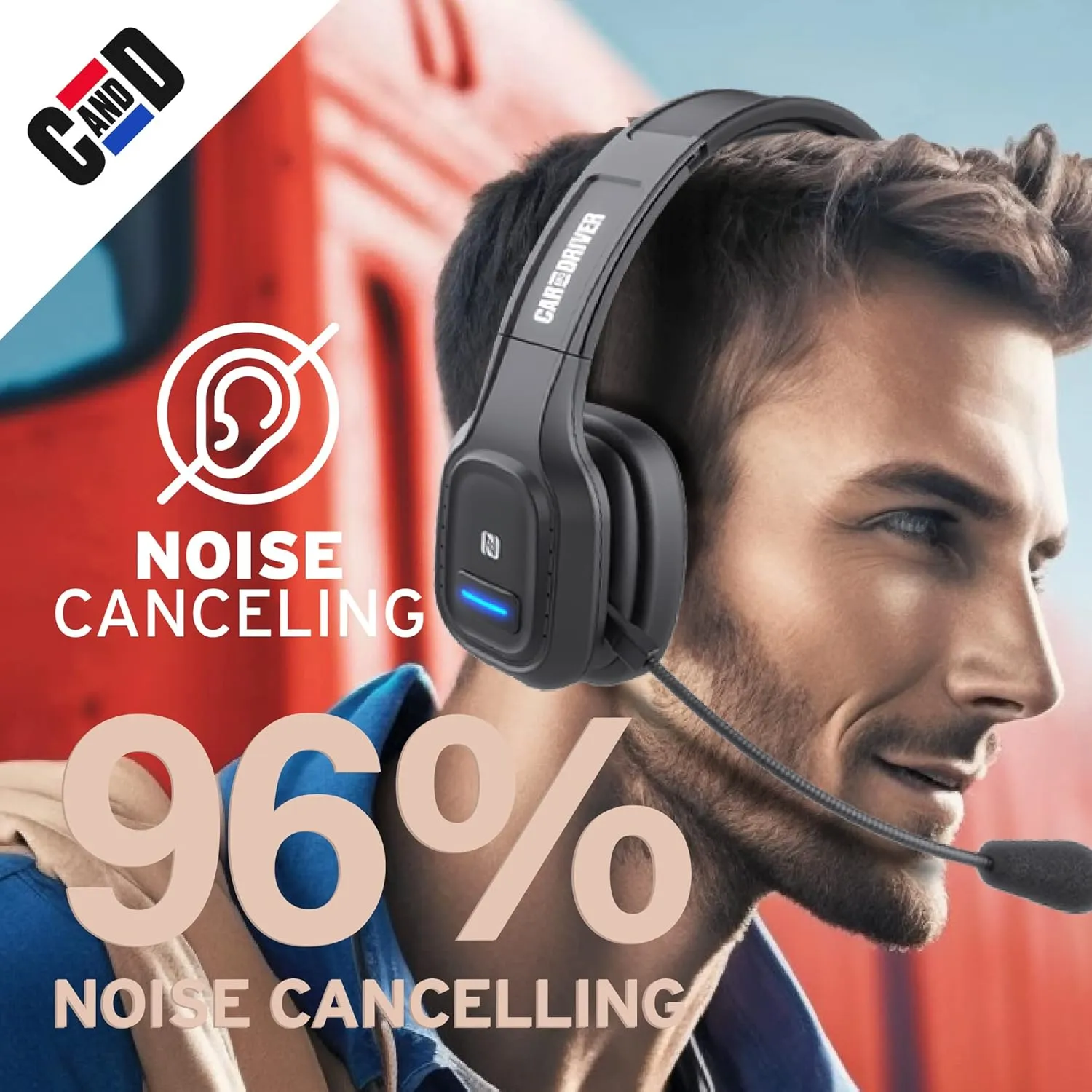 Car and Driver Trucker Bluetooth Headset, Wireless Headset Noise Canceling Headphones with Microphone, Home Office, Zoom, Call Center, Clear Highway, Siri Alexa Google Compatible (BT5500)