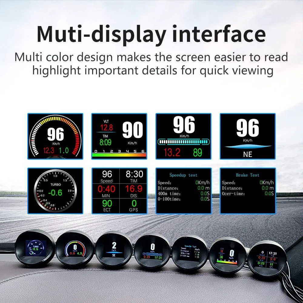 Car Hud Head Up Display Obd2   Gps Mode Water Temp Speed Voltage Fuel Speed Alarm