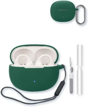 Case for Edifier R1 Open-Ear True Wireless Earbuds,Soft Protective,BOVUGAC Silicone Case Cover with Keychain & Cleaning Kit & Lanyard for Edifier R1 Earbuds-Green