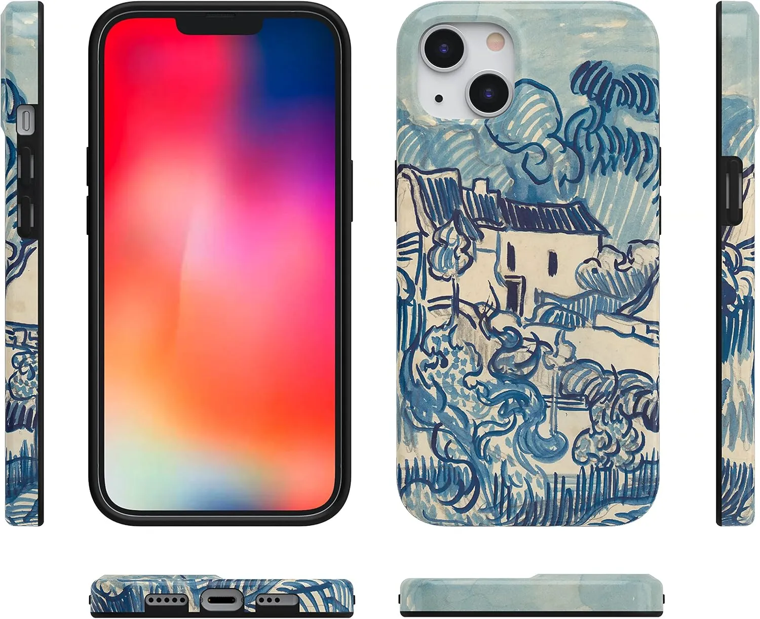 Casely iPhone 13 Case | Compatible with MagSafe | Van Gogh Landscape with Houses Phone Case