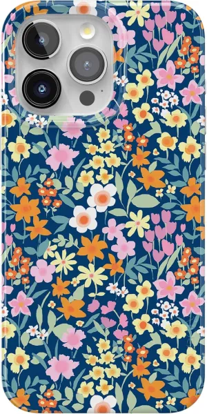 Casely iPhone 15 Pro Case | Full Bloom | Navy Floral | Classic Ultra Slim Case Design | Compatible with MagSafe and Action Button