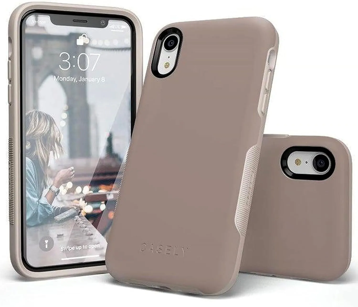 Casely iPhone XR Case | Taupe on Nude | Solid Beige Aesthetic Cream Case