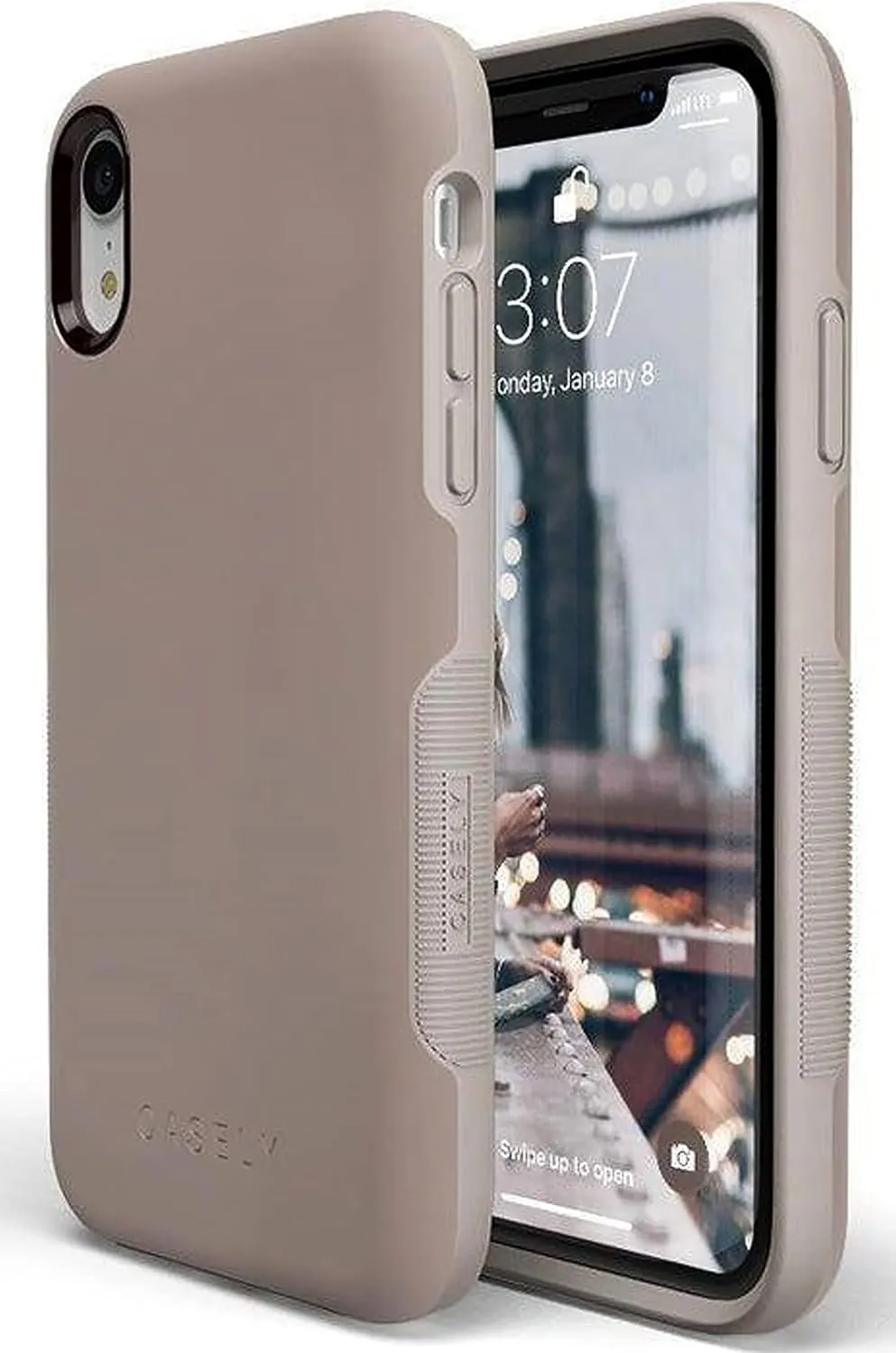 Casely iPhone XR Case | Taupe on Nude | Solid Beige Aesthetic Cream Case