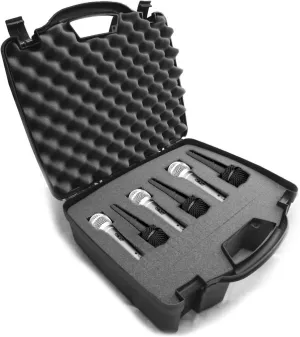 CASEMATIX Cardioid Dynamic and Vocal Microphone Hard Case Compatible with Shure Microphones SM58, SM57, Beta 58A, PG48, PGA58 and More with Customizable Foam for up to 6 Mics