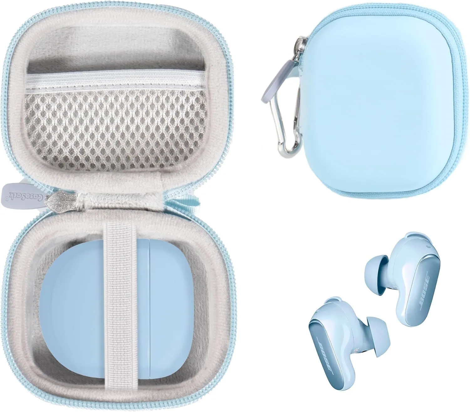 CaseSack Case for New Bose QuietComfort Ultra Wireless Noise Cancelling Earbuds, Bose QuietComfort Earbuds II Wireless Noise Cancelling in-Ear Headphones (Moonstone Blue)