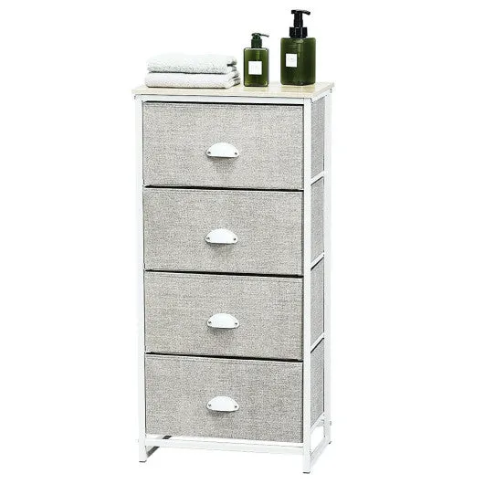 Chest Storage Tower Side Table Display Storage with 4 Drawers-Gray