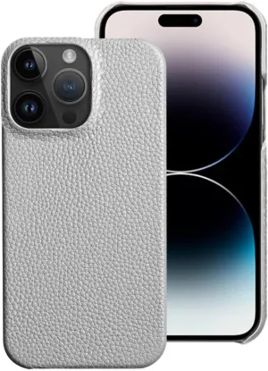 CLLDY Genuine Leather Phone Case for iPhone 13 14 Pro Max 12 Mini 11 12 Pro Max X XR XS Max 6 6S 7 8 Plus SE 2020 Back Cover,Gray,for iPhone SE 2 2020