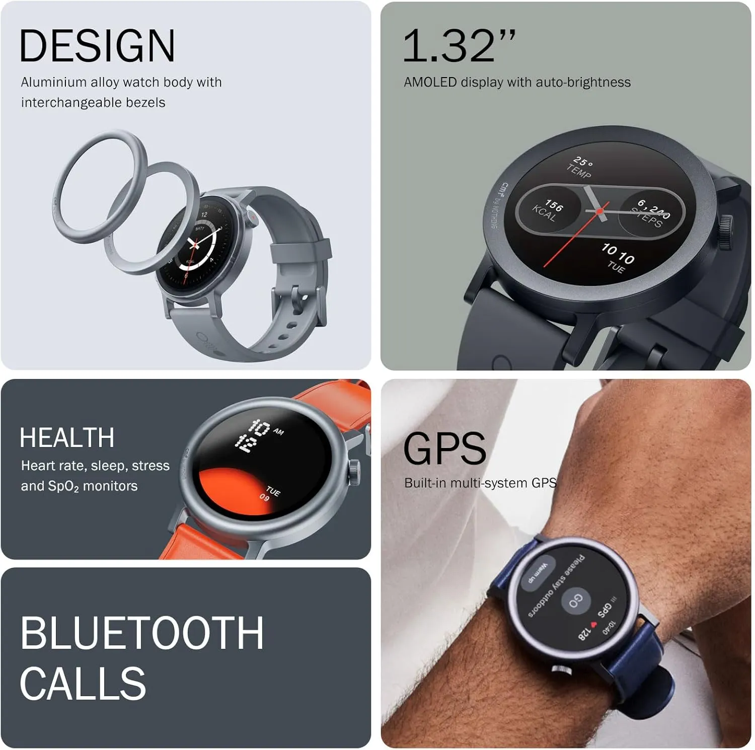 CMF Watch Pro 2 Smartwatch for Men Women, Fitness Tracker with Heart Rate, 1.32" SpO Monitoring,120 Sports Model,Bluetooth Calls with AI Noise Reduction, IP68 Waterproof GPS for Android IOS Dark Grey