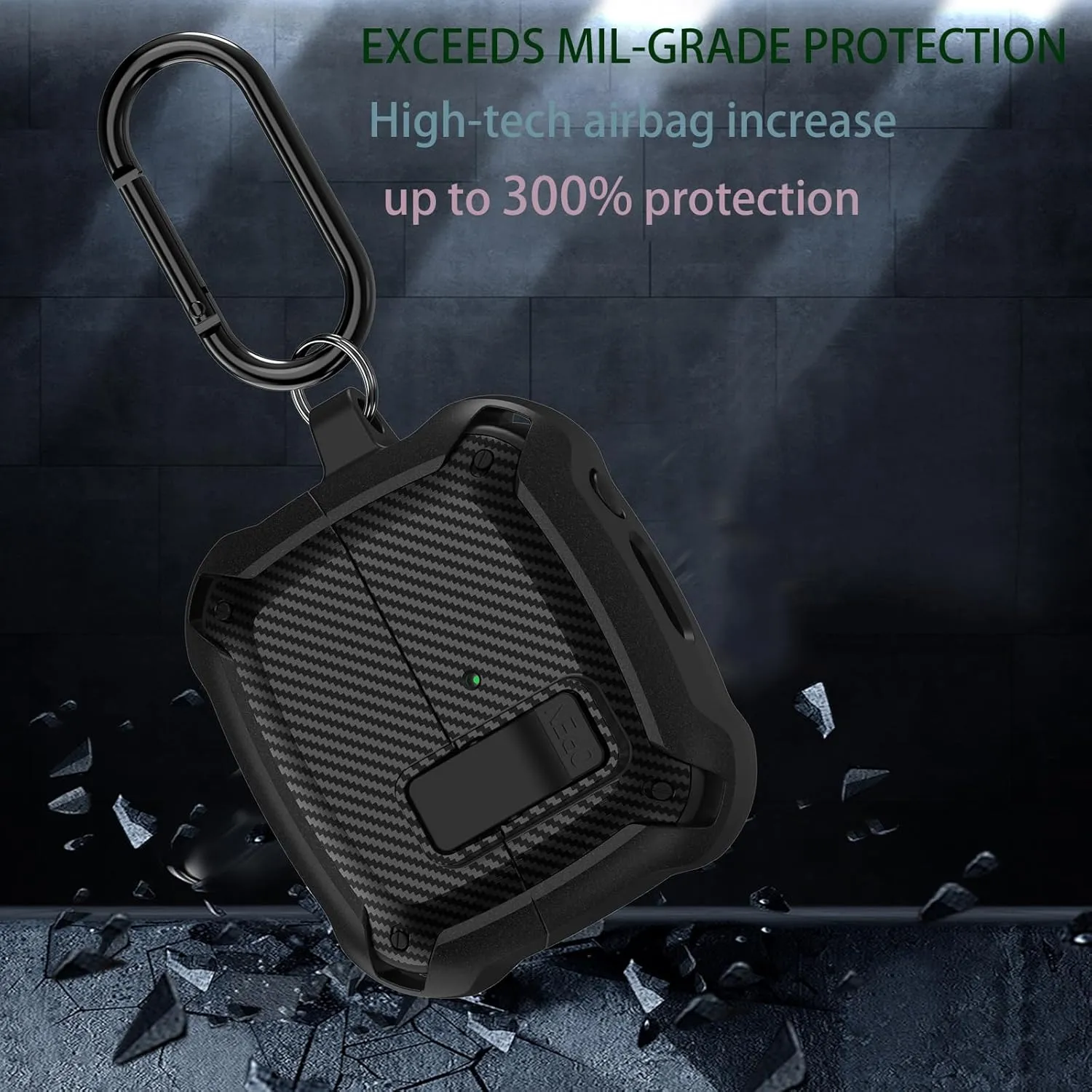 Compatible Samsung Galaxy Buds 3 Pro Case/Bud3 Cover Lock Clip for Men, Military Shell Galaxy Buds Pro 3/ Bud 3 Protective Armor Skin with with Cleaner Kit & Carabiner, Black