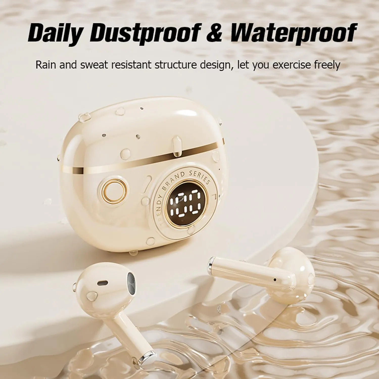 Cute Kids Earbuds Child Blue Tooth Ear Buds for Kids Girls for School with Case, Beige Nude Skin Tone Color TWS True Wireless Earbuds Earphones for iPhone Android Phones Small Ear Canals Women