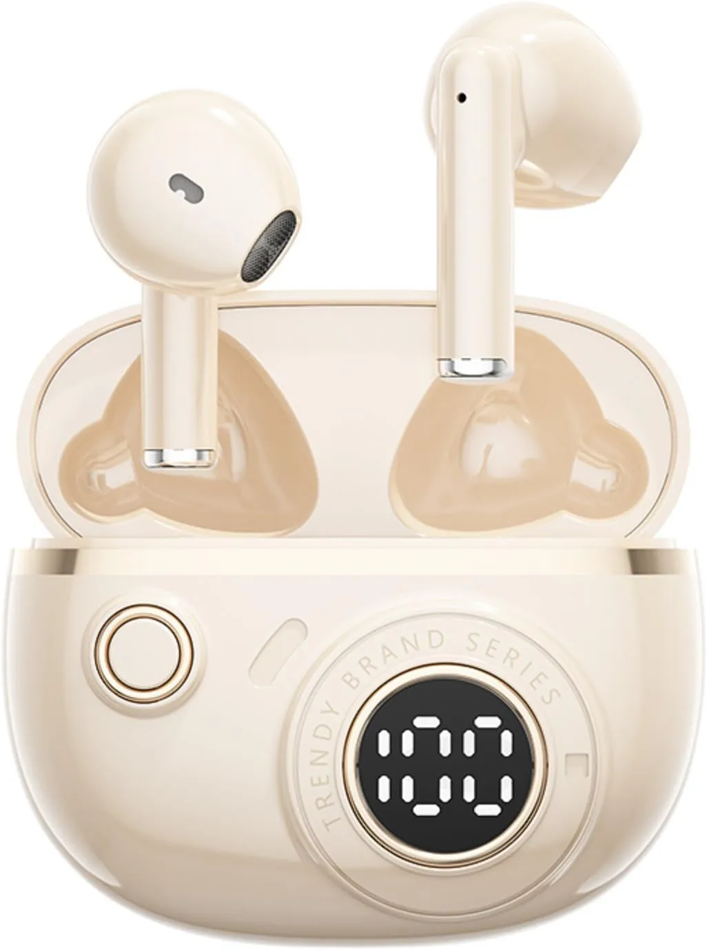 Cute Kids Earbuds Child Blue Tooth Ear Buds for Kids Girls for School with Case, Beige Nude Skin Tone Color TWS True Wireless Earbuds Earphones for iPhone Android Phones Small Ear Canals Women