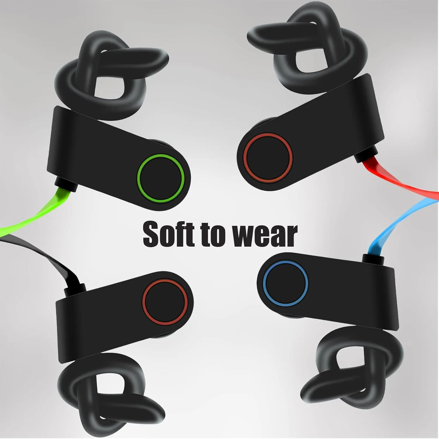D20 Blue Wireless Bluetooth 5.3 Sport Neckband Headphones with Ear Hooks, IPX4 Waterproof, HIFI Stereo Sound, Noise Cancellation for Voice Calls