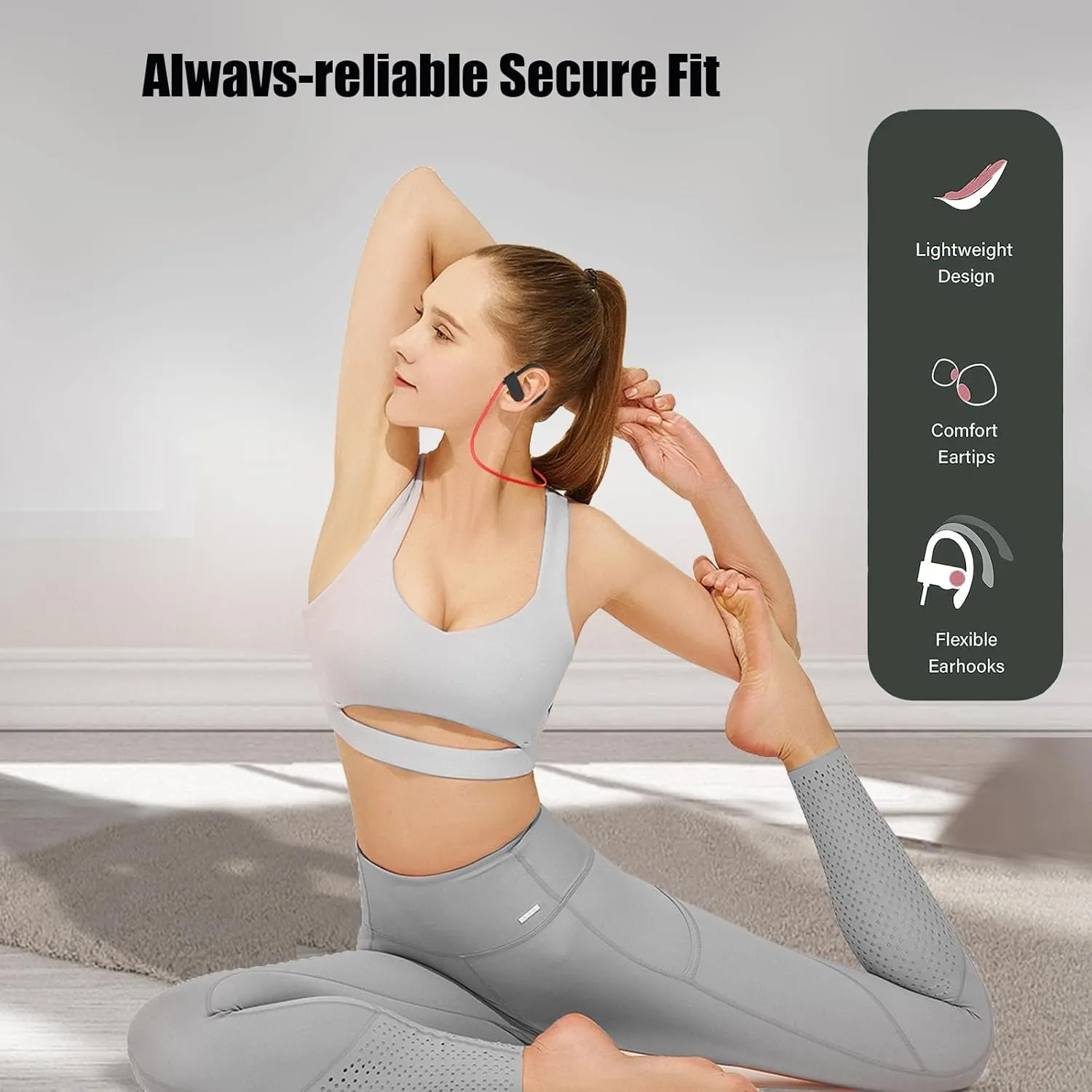 D20 Blue Wireless Bluetooth 5.3 Sport Neckband Headphones with Ear Hooks, IPX4 Waterproof, HIFI Stereo Sound, Noise Cancellation for Voice Calls