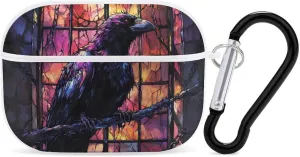 Dark Raven Shackles Stained Glass Window Funny Compatible with Airpod Pro Case Cute Protective Hard Cover with Keychain White-Style