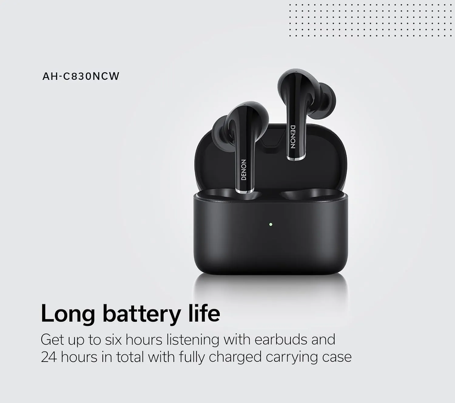 Denon AH-C830NCW Active Noise Cancelling Earbuds, 24-Hr Battery Life, in-Ear Wireless Earphones with (3) Mics, IPX4 Rated Water Resistance, Includes (3) Silicone Ear Tips & USB-C Cable, White