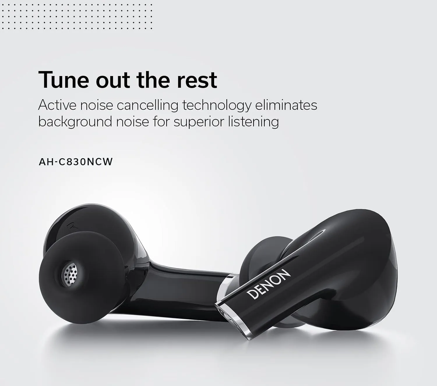 Denon AH-C830NCW Active Noise Cancelling Earbuds, 24-Hr Battery Life, in-Ear Wireless Earphones with (3) Mics, IPX4 Rated Water Resistance, Includes (3) Silicone Ear Tips & USB-C Cable, White