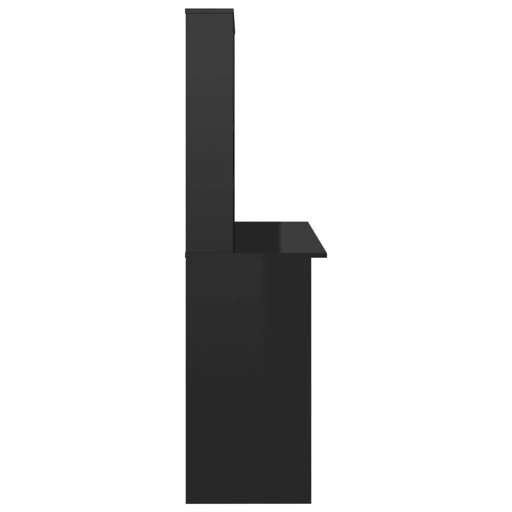Desk with Shelf High Gloss Black 110x45x157 cm Engineered Wood