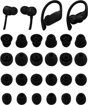 Ear Tips Compatible with Beats Flex & Powerbeats Pro & BeatsX, S/M/L/D Sizes 12 Pairs Soft Silicone Ear Tips Eartips Earbuds Tips Compatible with Beats Flex & BeatsX & Powerbeats Pro, 24 Black