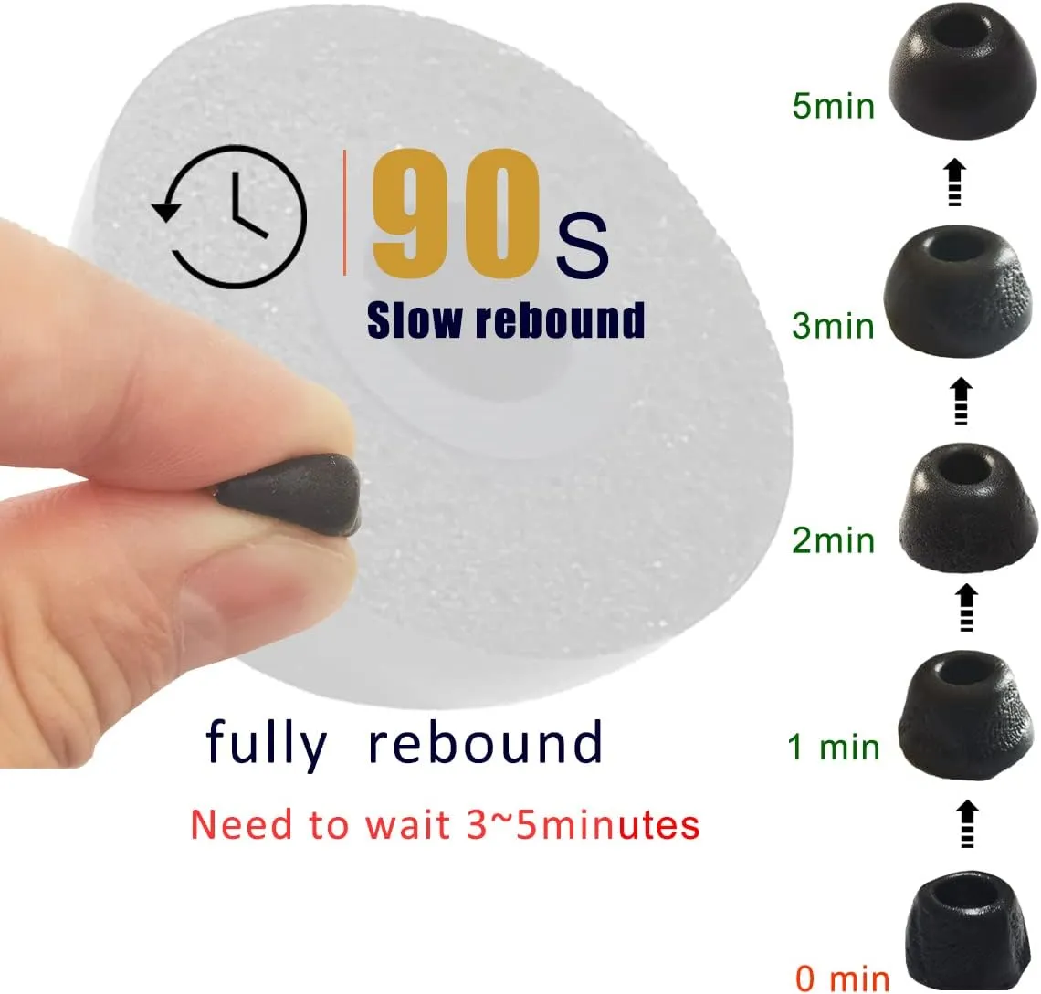 Ear Tips for Sony WF-1000XM4/WF-1000XM5 Ear Hook Replacement Memory Foam Earbuds Tips for Sony WF-1000XM4 WF-1000XM3 WF-XB700 WF-SP800N WF WI XBA Etc. Black 3 Pairs LMS