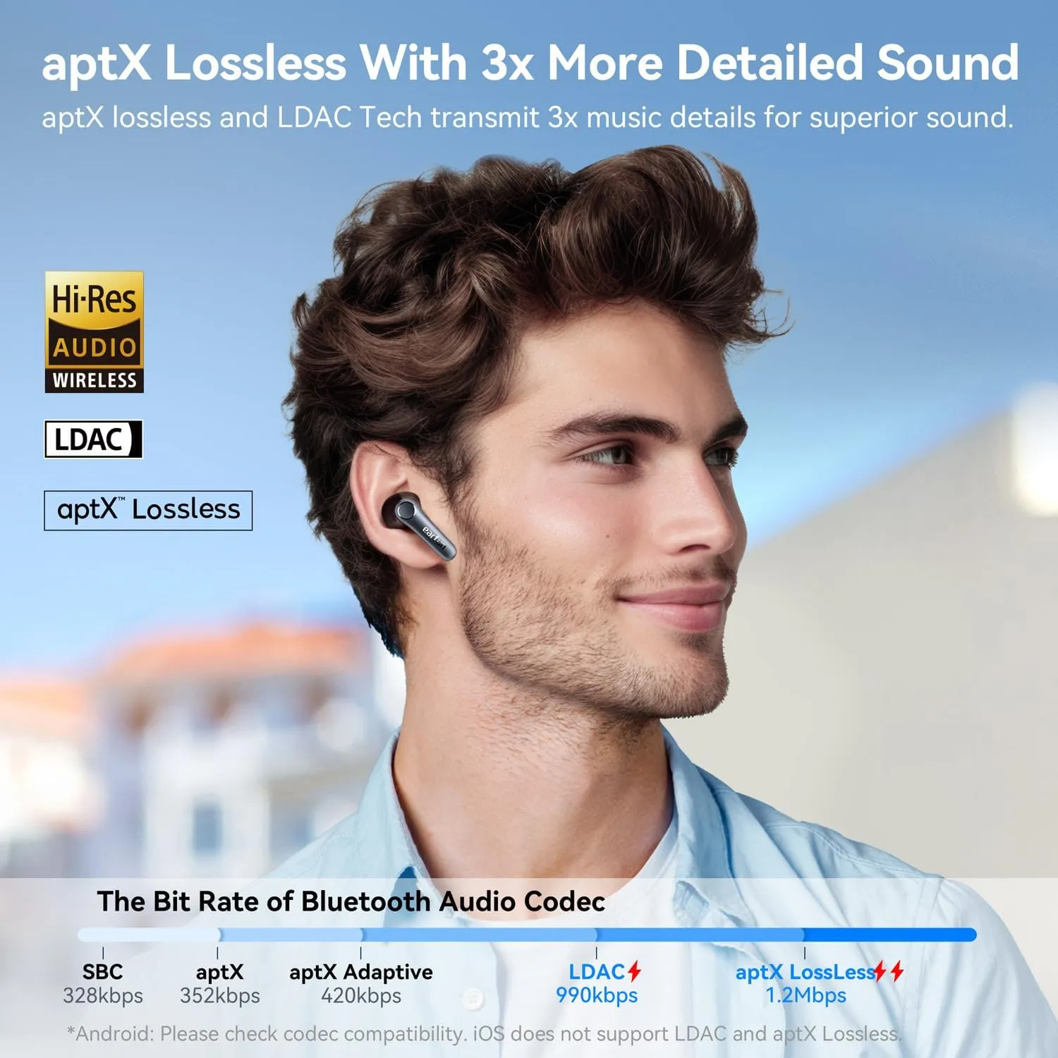 EarFun Air Pro 4 Adaptive Hybrid Noise Canceling Wireless Earbuds, Qualcomm Snapdragon Sound, aptX Lossless, 6 Mics AI CVC 8.0 Call, LDAC Hi-Res Audio, 52H Playtime, Bluetooth 5.4, in-Ear Detection