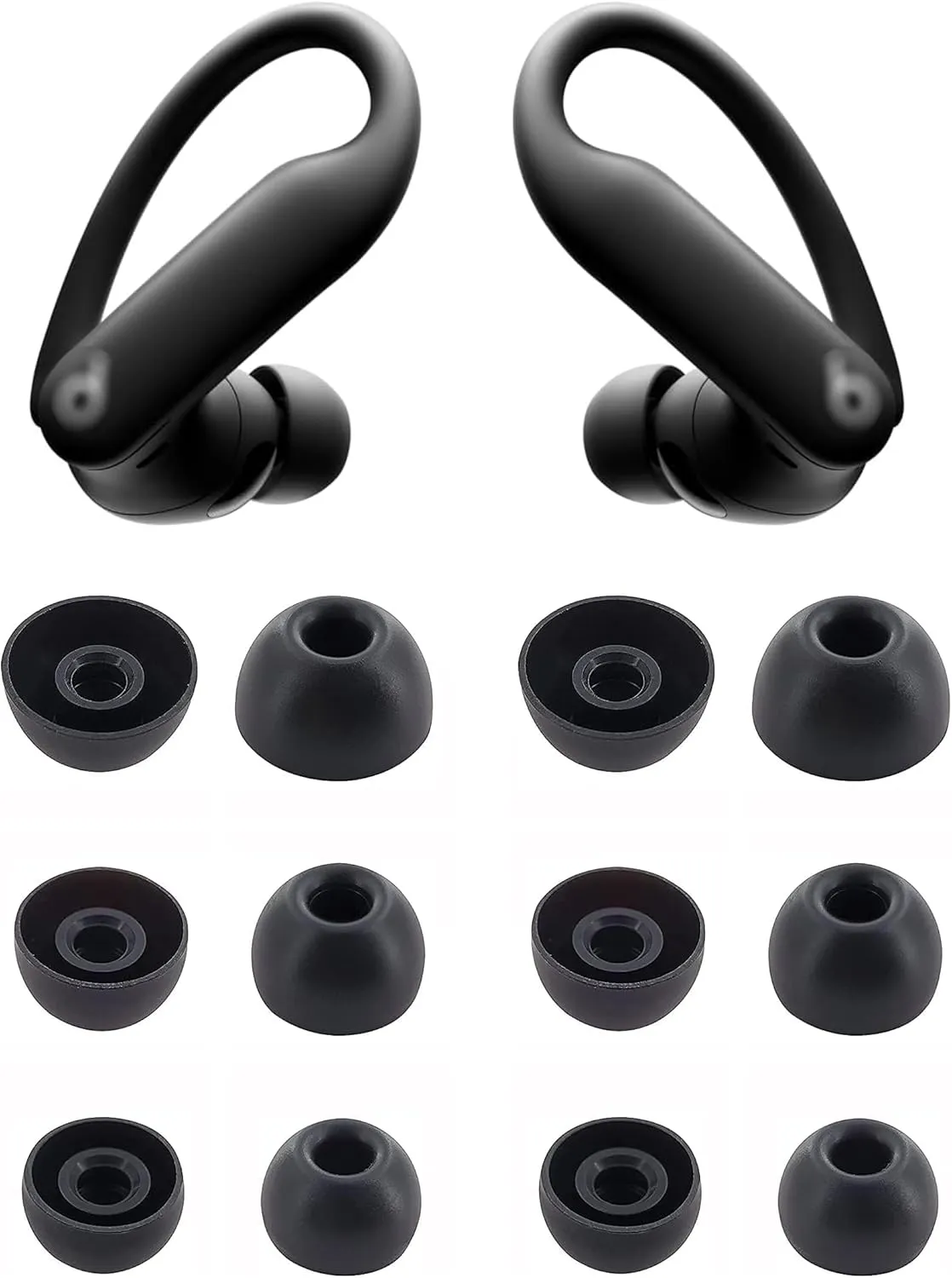 Eartips Compatible with Powerbeats Pro 2 Earbuds, 6 Pairs S/M/L Sizes Soft Silicone Replacement Ear Tips Eartips Earbuds Rubber Tips Compatible with Powerbeats Pro 2 PB Pro 2 6 Pairs Black