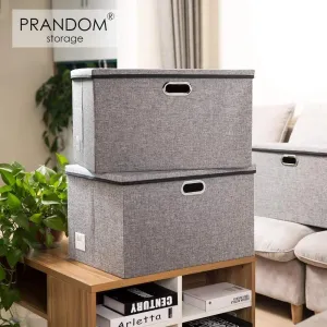 Elegant 5-Piece Foldable Linen Storage Bin Set - Large Organizing Baskets with Handles
