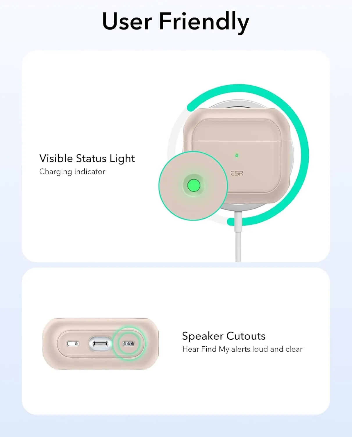 ESR for AirPods 4 Case, Compatible with AirPods 4th Generation Case (2024) (USB-C), Compatible with MagSafe, Drop Protection Cover with Lanyard, Magnetic Lid Lock, Orbit Hybrid Series, Desert Titanium