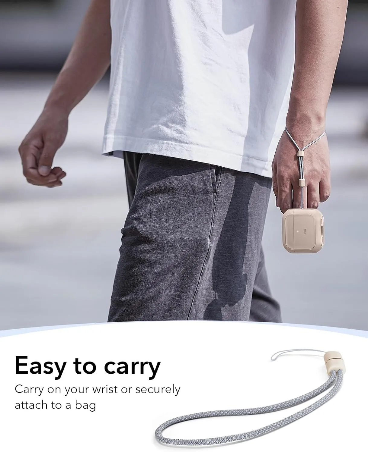 ESR for AirPods 4 Case, Compatible with AirPods 4th Generation Case (2024) (USB-C), Compatible with MagSafe, Drop Protection Cover with Lanyard, Magnetic Lid Lock, Orbit Hybrid Series, Desert Titanium