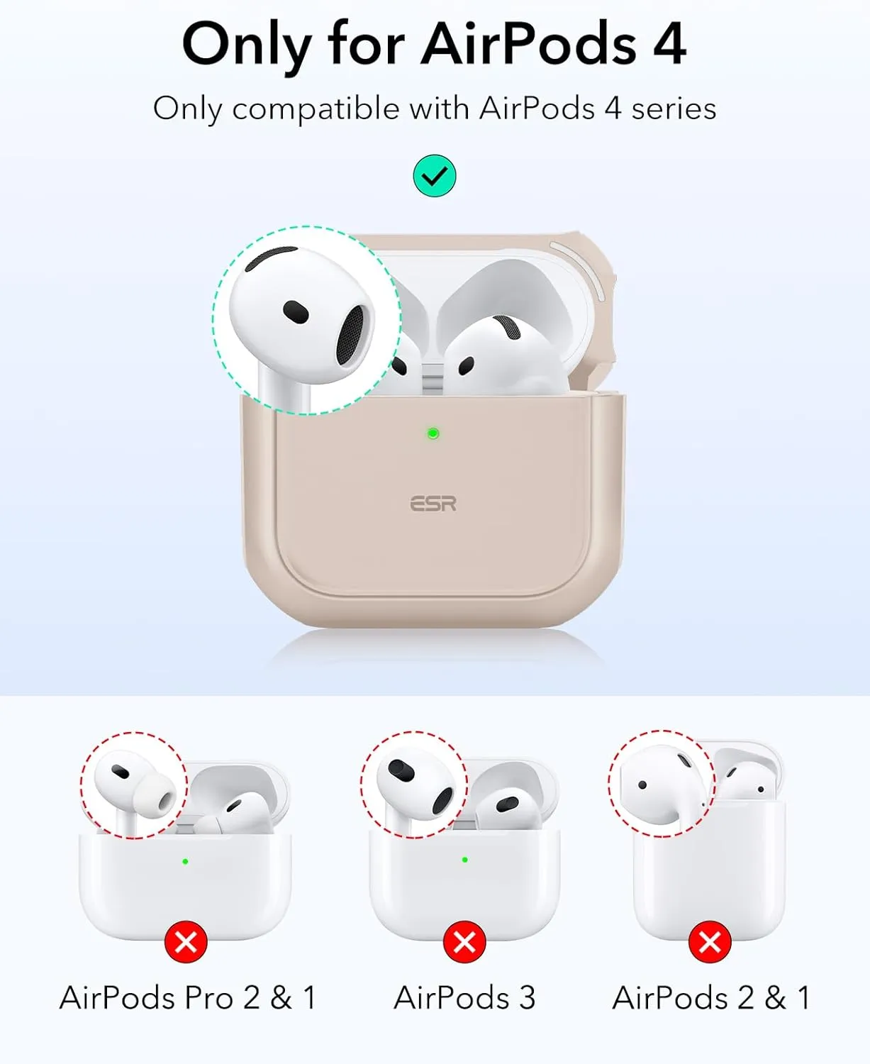 ESR for AirPods 4 Case, Compatible with AirPods 4th Generation Case (2024) (USB-C), Compatible with MagSafe, Drop Protection Cover with Lanyard, Magnetic Lid Lock, Orbit Hybrid Series, Desert Titanium