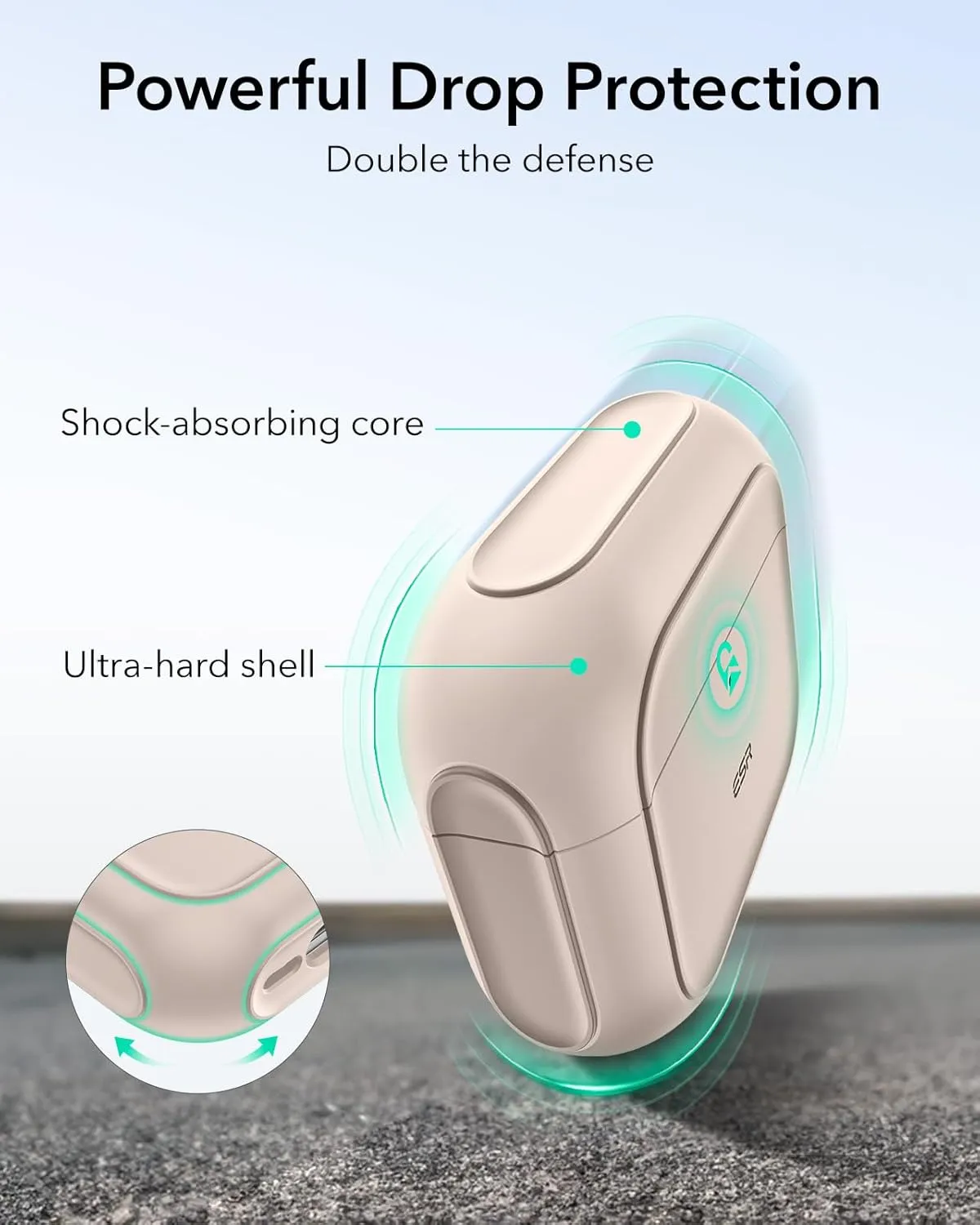ESR for AirPods 4 Case, Compatible with AirPods 4th Generation Case (2024) (USB-C), Compatible with MagSafe, Drop Protection Cover with Lanyard, Magnetic Lid Lock, Orbit Hybrid Series, Desert Titanium