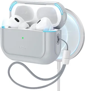 ESR for AirPods Pro 2 Case (HaloLock), Compatible with Airpods Pro Case 2nd / 1st Generation (2023/2022/2019), Compatible with MagSafe, Full Drop Protection Cover with Lanyard, Gray