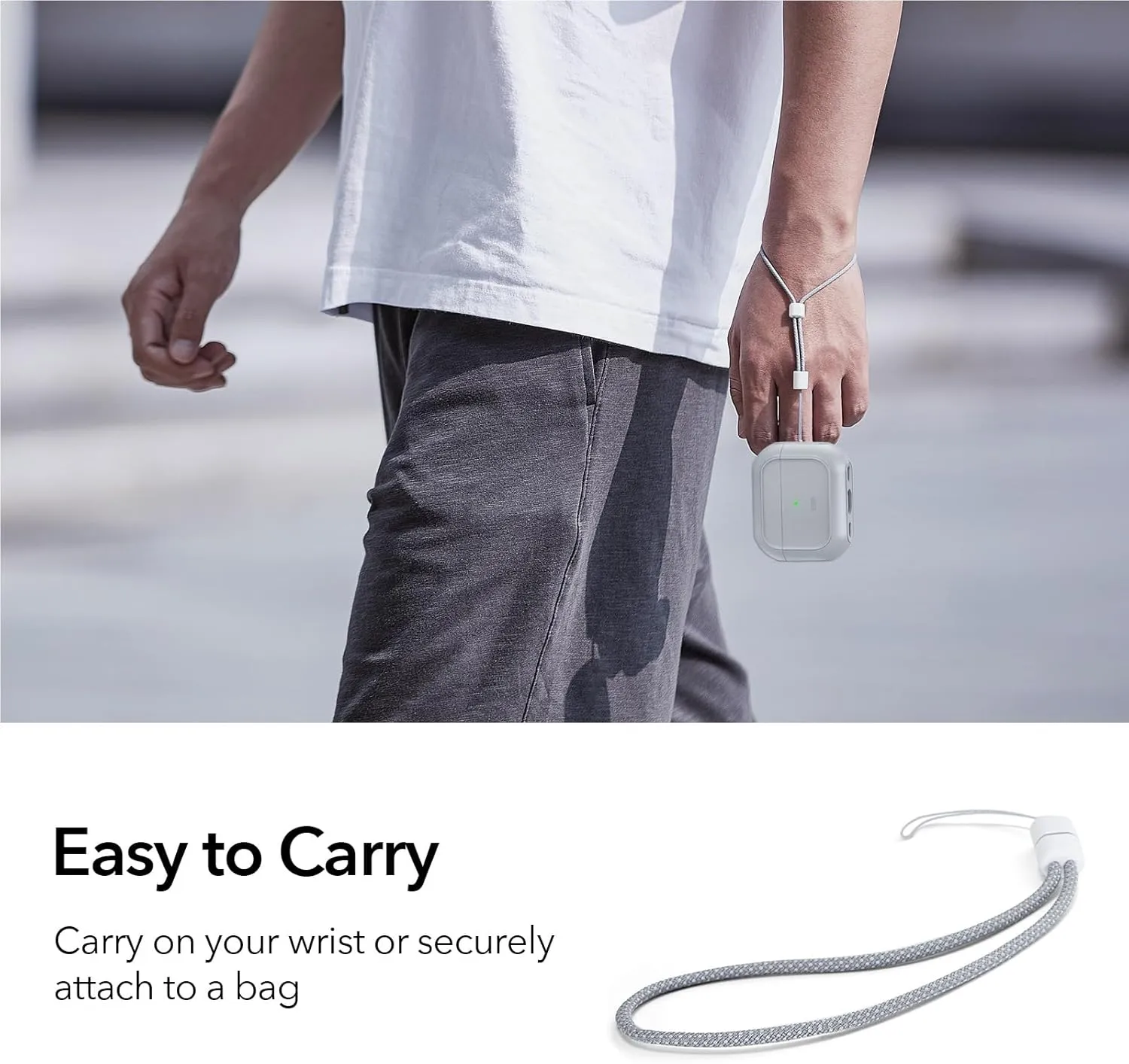 ESR for AirPods Pro 2 Case (HaloLock), Compatible with Airpods Pro Case 2nd / 1st Generation (2023/2022/2019), Compatible with MagSafe, Full Drop Protection Cover with Lanyard, Gray
