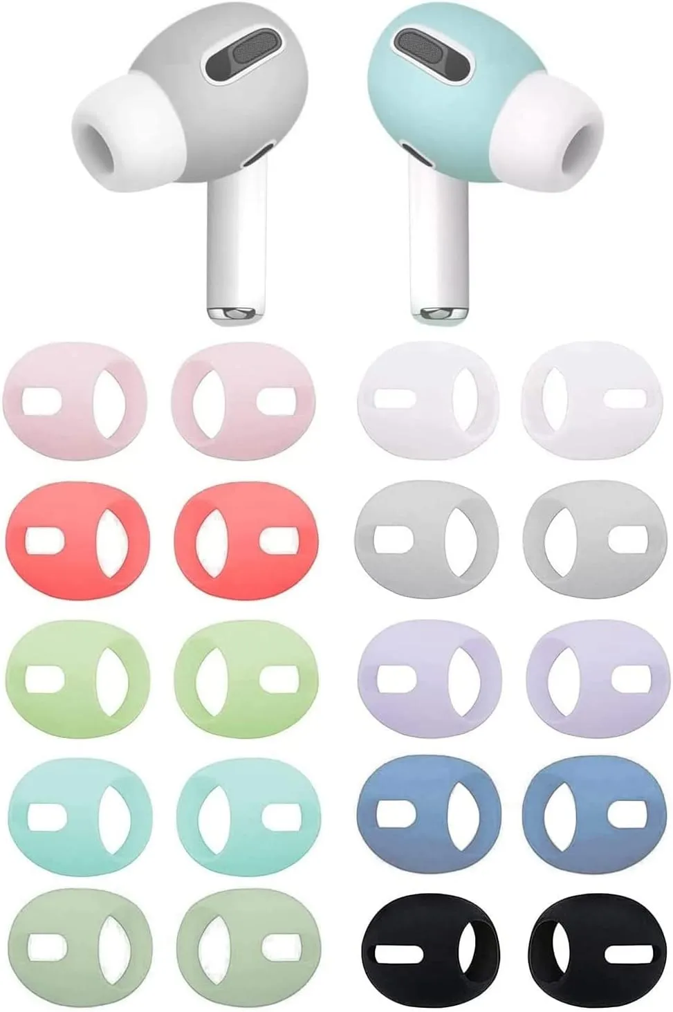 Fit in Case Eartips Covers Compatible with AirPods Pro, 10 Pairs Soft Silicon Earbuds Skins, 10 Colors
