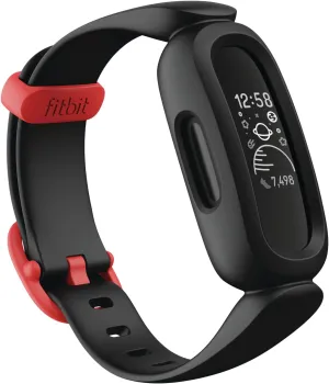 Fitbit Ace 3 Activity-Tracker for Kids 6  One Size, Black/Racer Red