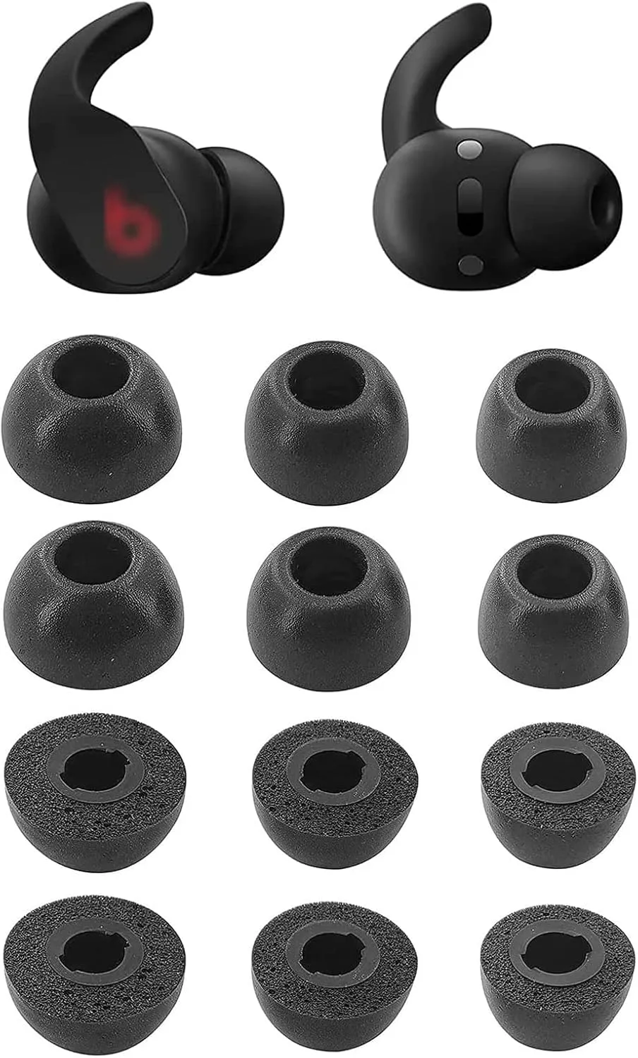 Foam Eartips Compatible with Beats Fit Pro Earbuds & Studio Buds, S/M/L Sizes 6 Pairs Soft Memory Foam Replacement Tips Earbuds Eartips Compatible with Beats Studio Buds & Fit Pro, Black 12