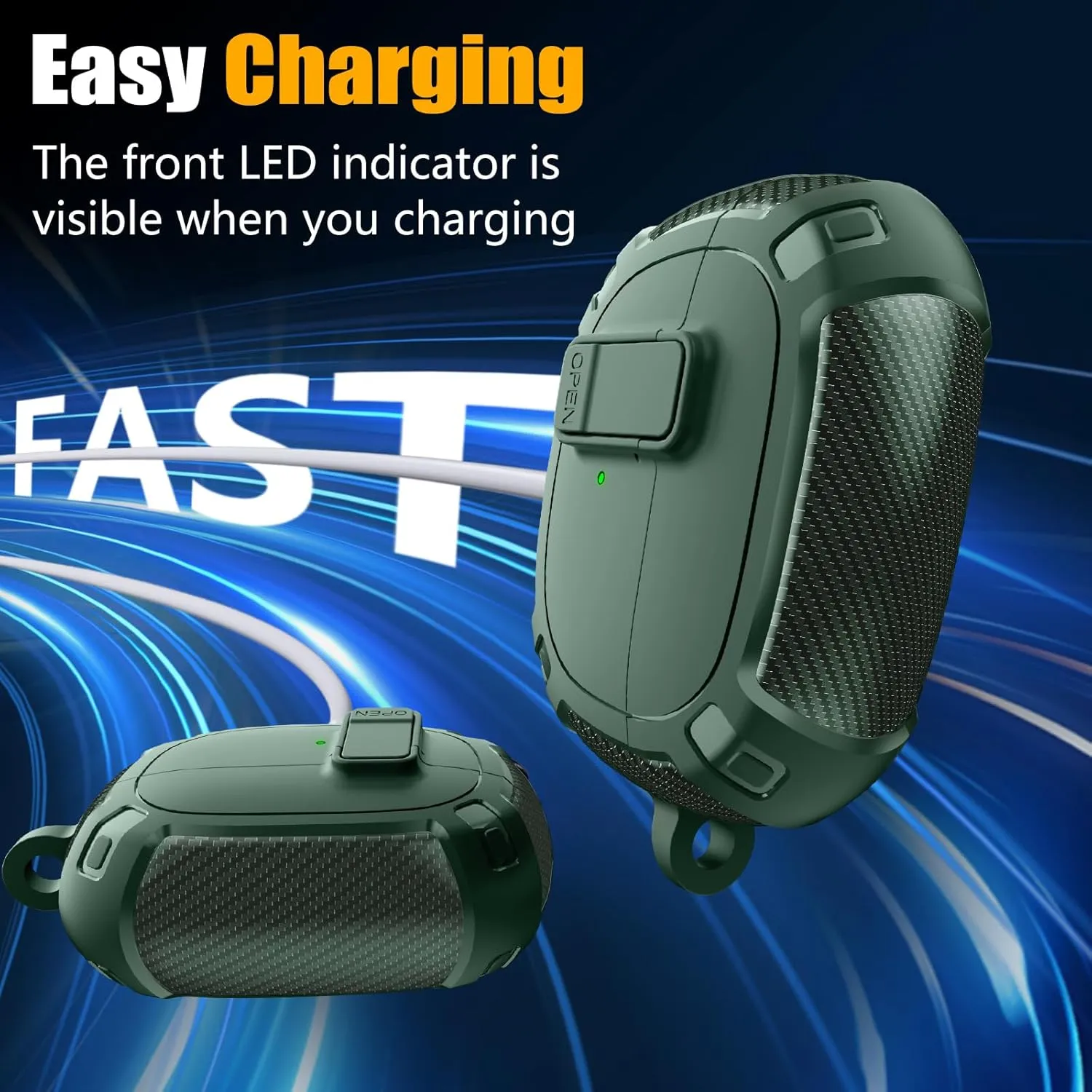 for Bose Ultra Open Earbuds Case Cover 2024 with Cleaner Kit,Military Hard Cover with Lock for Bose Open Ear Earbuds Charging Case Accessories with Keychain for Men Women-Geen