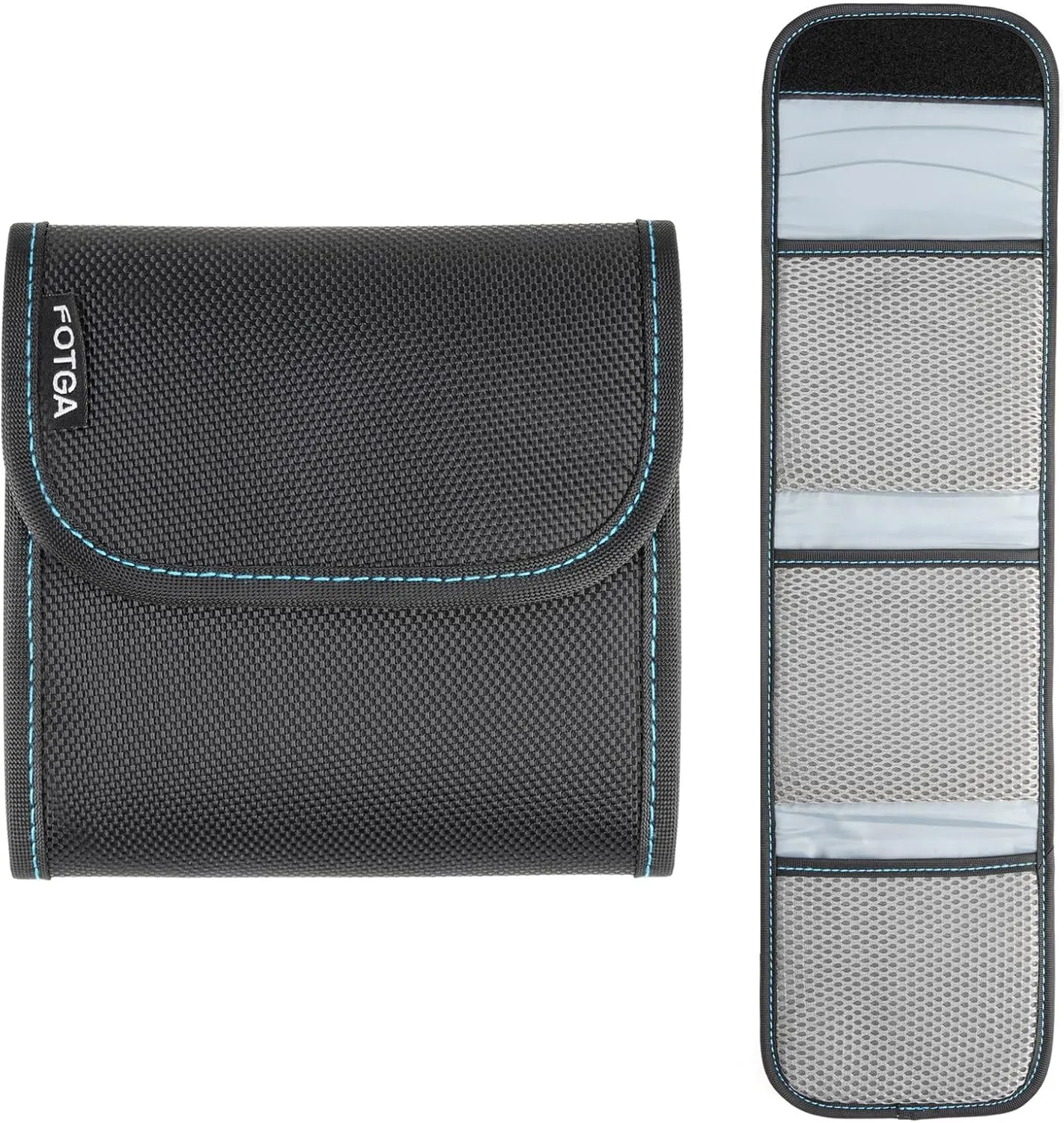 FOTGA 3-Pocket Filter Wallet, Holds Up to 95mm Circular & 100x100mm Square Filters, Waterproof, Durable with Belt Loop