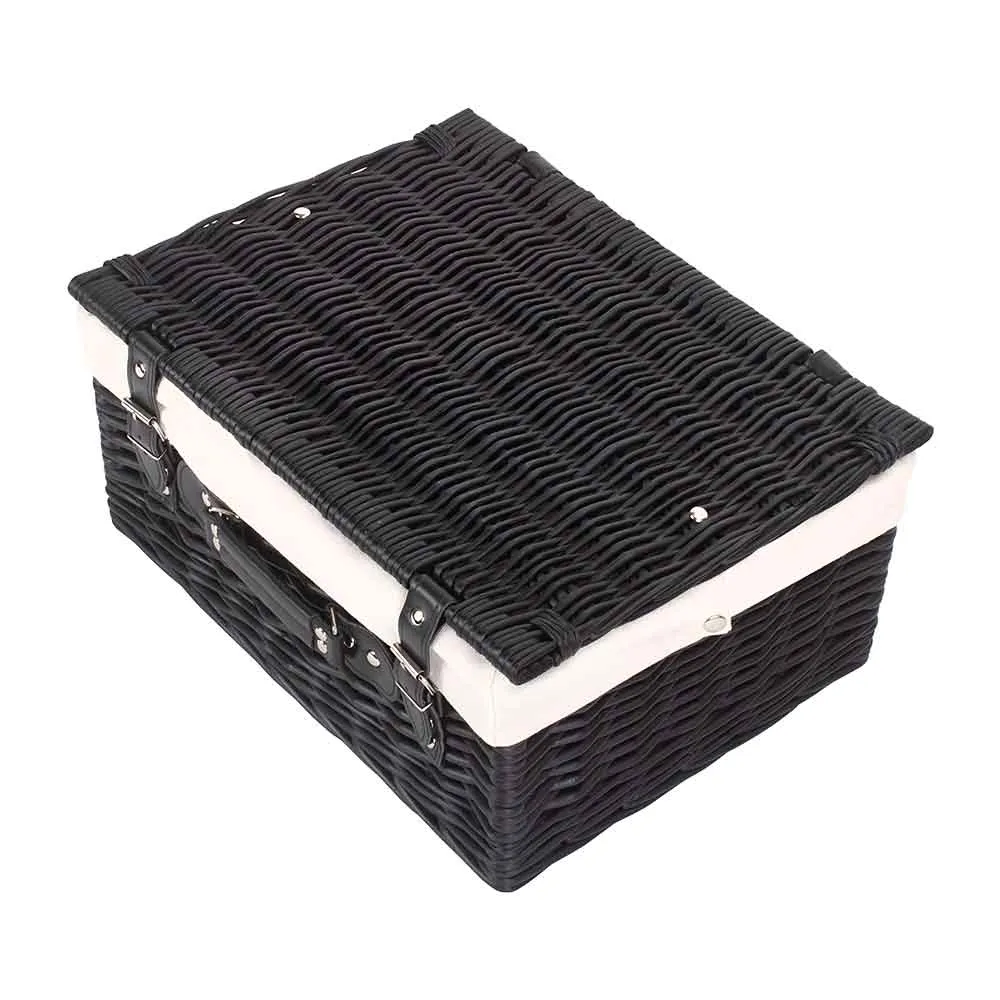 Full Black Willow Picnic Hamper 16" with White Lining - Empty 135W by Willow