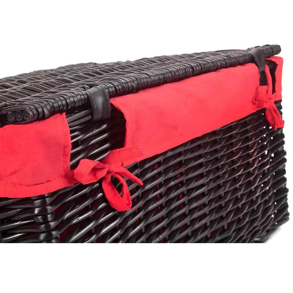 Full Black Willow Picnic Hamper 20" with Red Lining - Empty by Willow