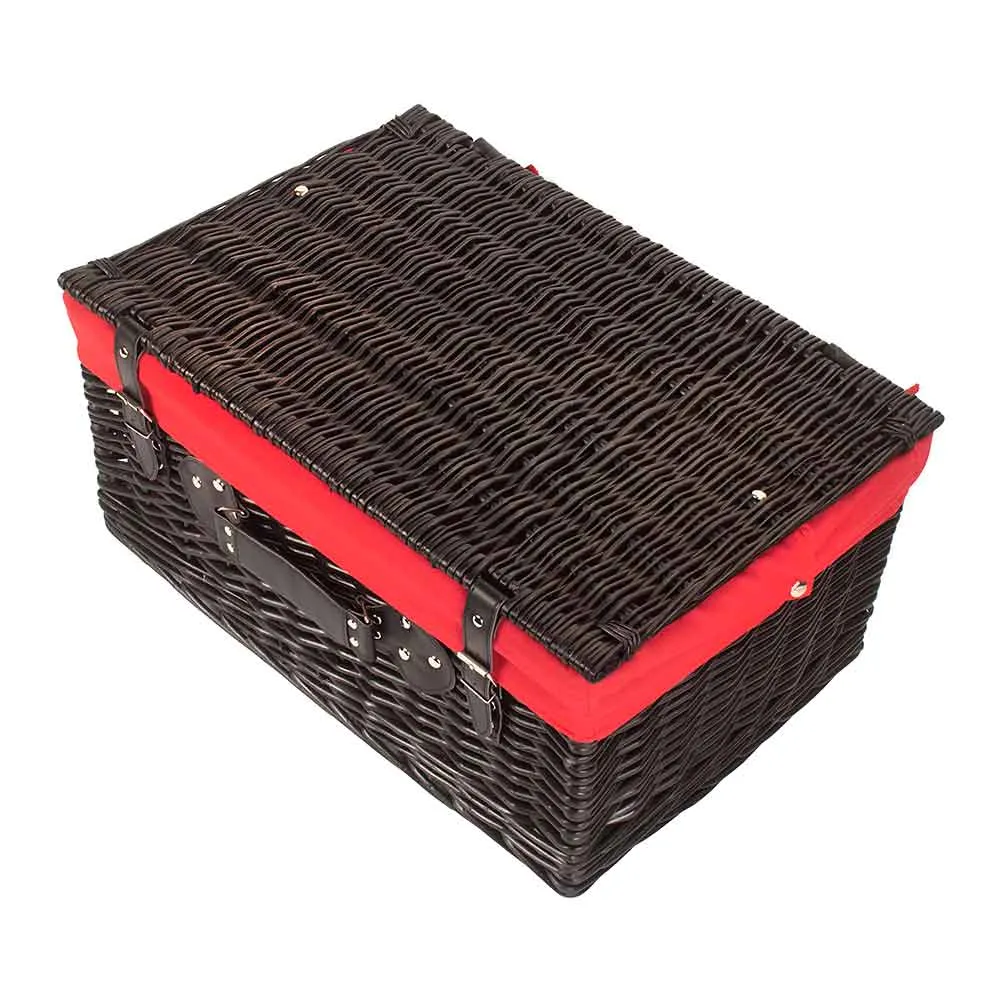 Full Black Willow Picnic Hamper 20" with Red Lining - Empty by Willow