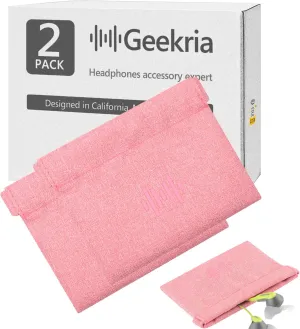 Geekria 2 Pack Sports Earbuds Pouch, Fitness Earbuds Protective Case, in-Ear Headphones Travel Bag Compatible with Anker SoundBuds Sport, EP-B13, Jabra Wave, Stealth (Pink)