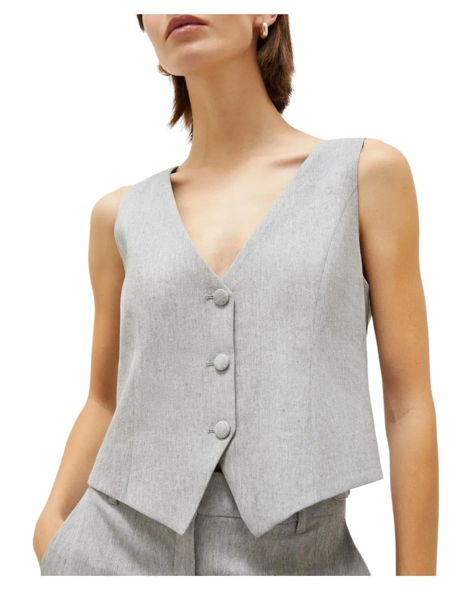 Gilet in Misto Viscosa con Scollo a V e Alamaro Regolabile