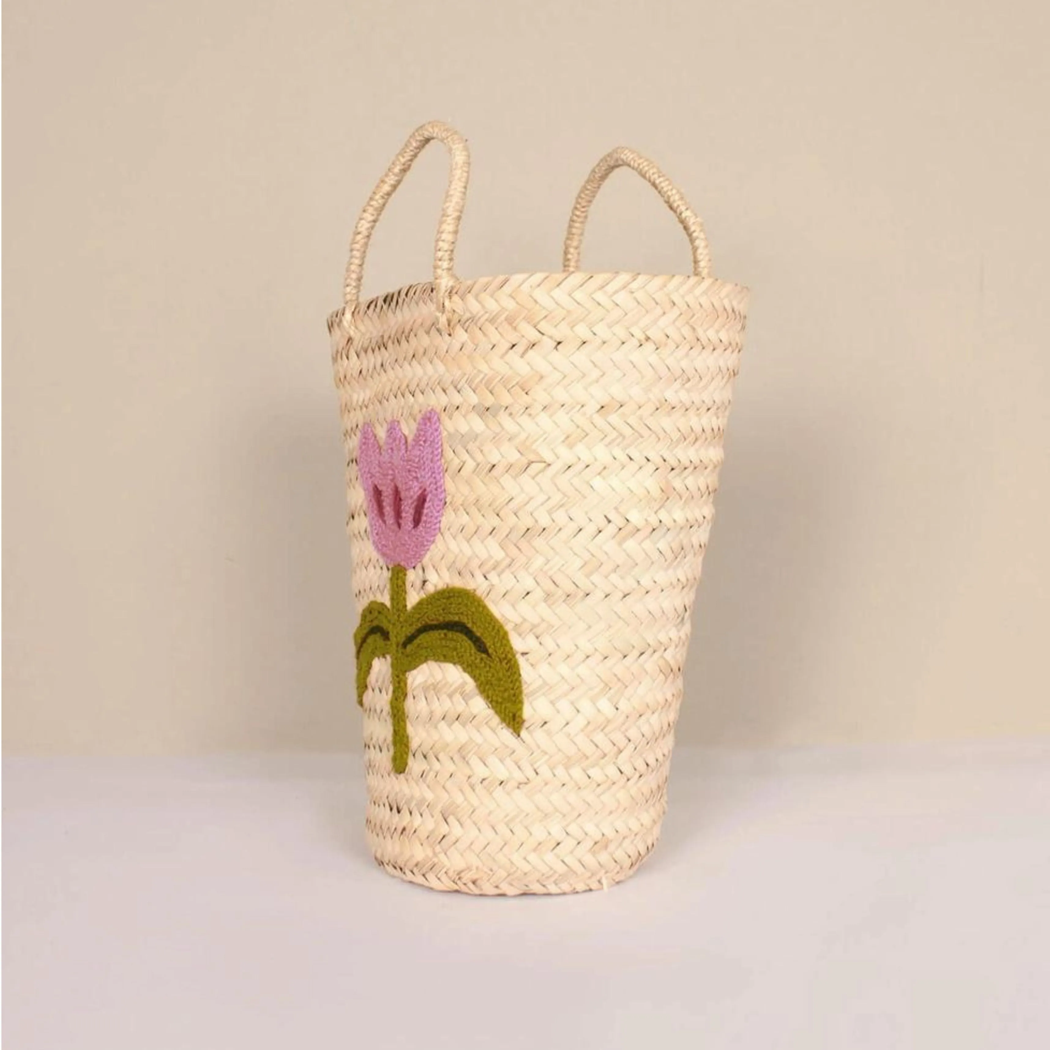Hand Embroidered Tulip Basket