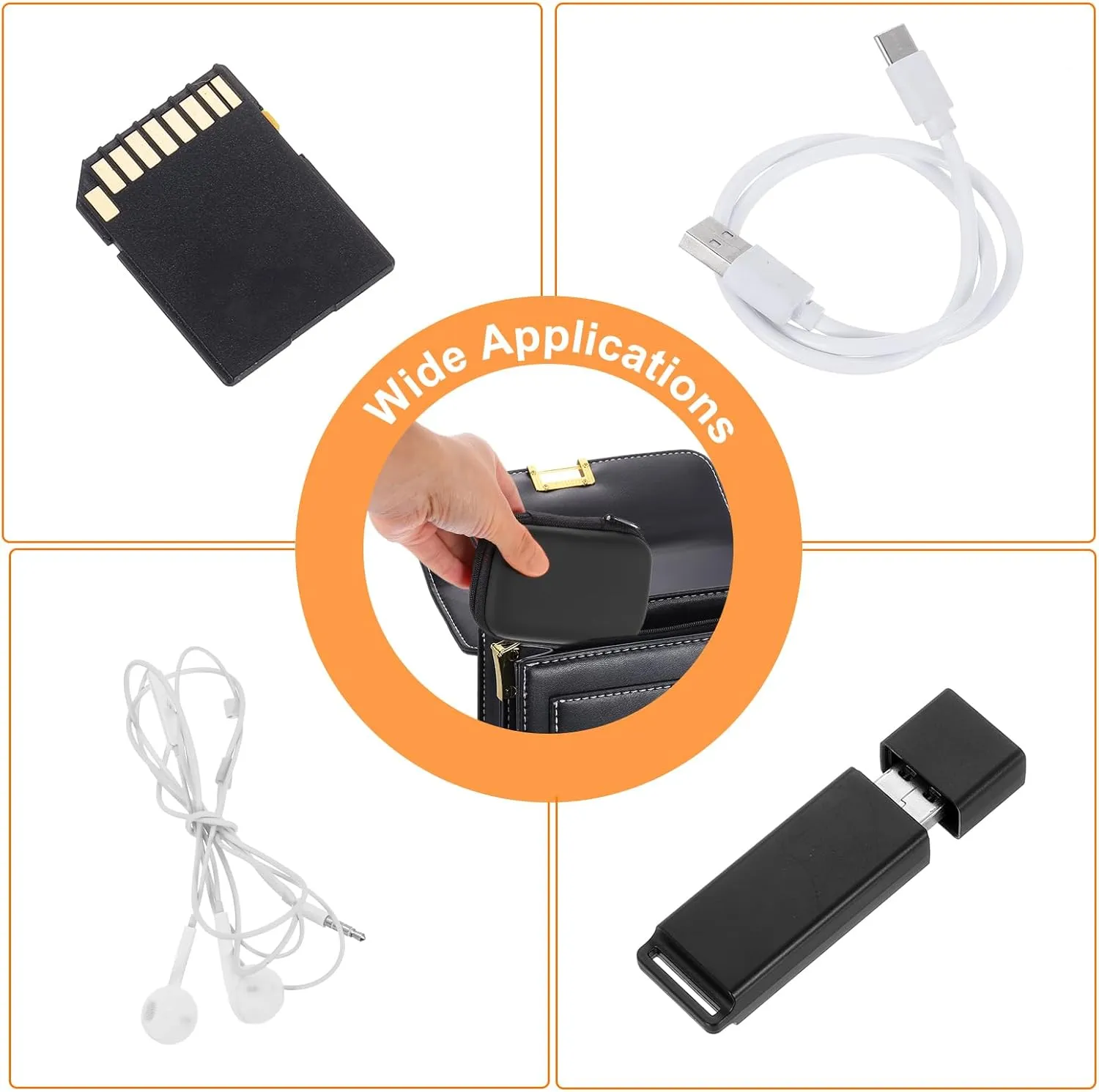 HARFINGTON Earbuds Cases, Wired Earphone Case Holder, EVA Ear Buds Case Zipper Organizer Small with Mesh Pocket for USB Cable, Earphones, Black